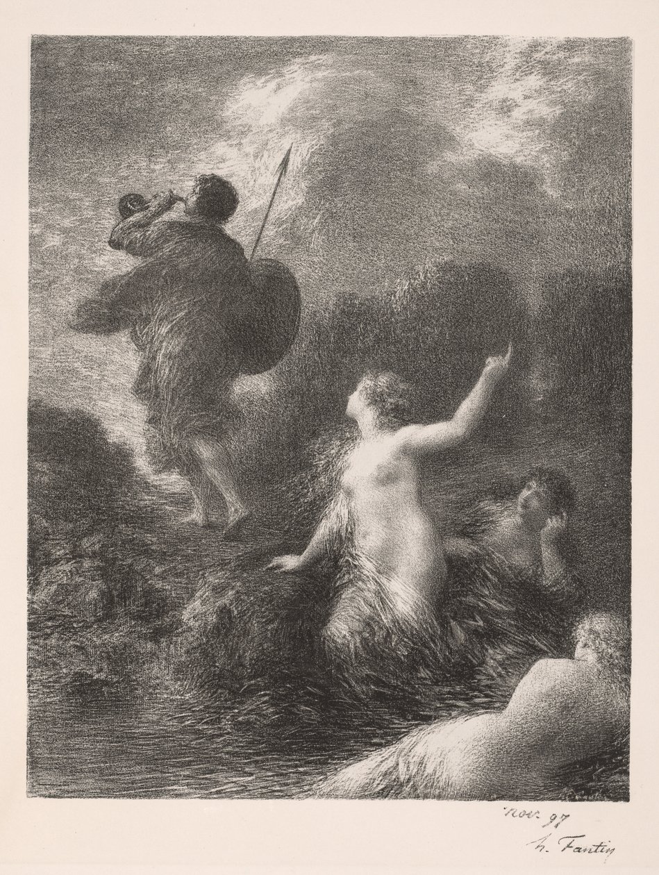 Tanrıların Alacakaranlığı: Siegfried ve Ren Bakireleri, 1897. by Ignace Henri Jean Fantin Latour