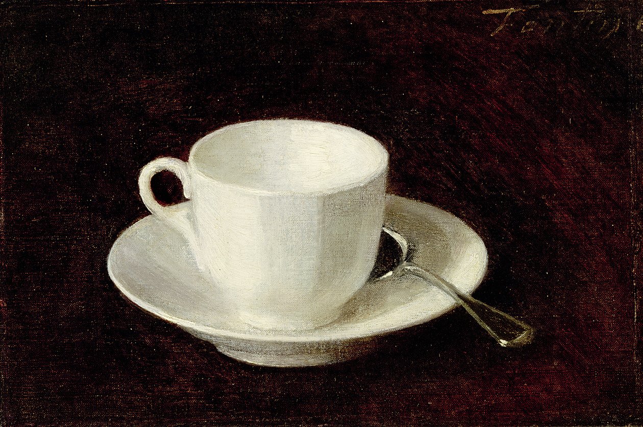 Beyaz Fincan ve Tabağı, 1864 by Ignace Henri Jean Fantin Latour