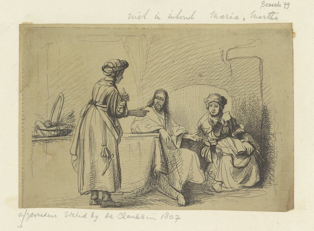 Christus bij Maria en Martha Seksen beş orijinal baskıdan oluşan koleksiyon (seri başlığı) by Ignace Joseph de Claussin (possibly)