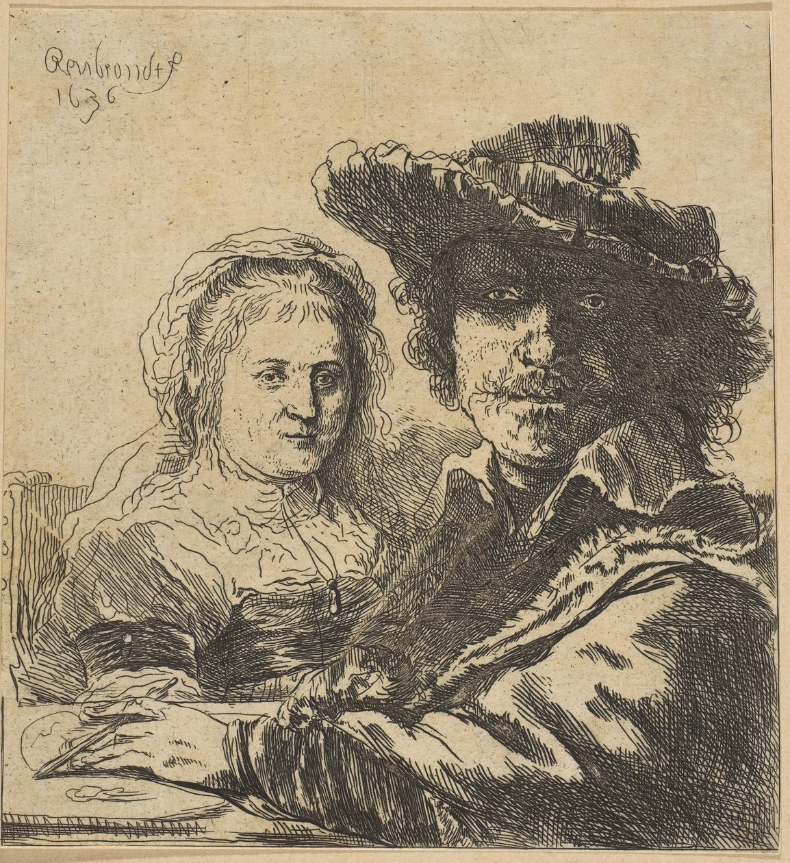 Rembrandt ve Karısı kopyası, 1786-1844. by Ignace Joseph de Claussin