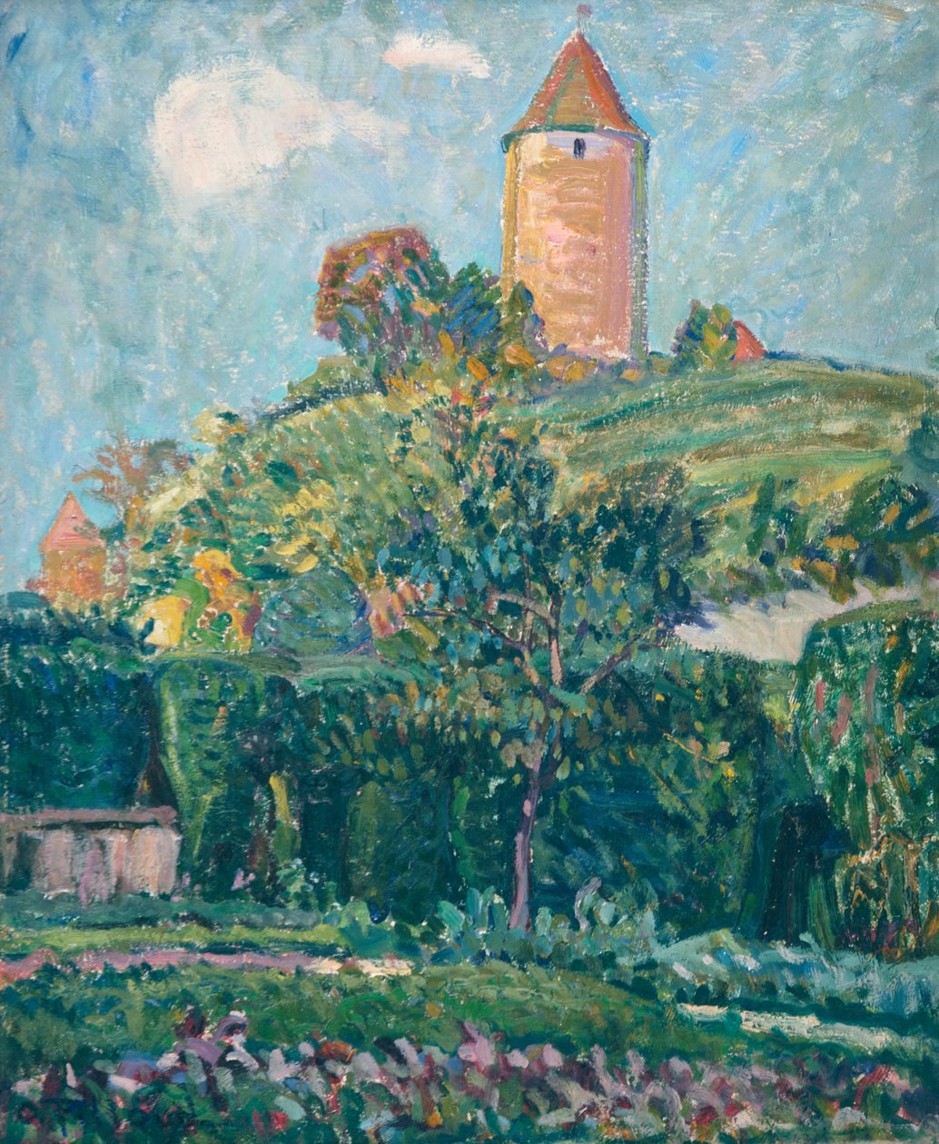 Romont'un görünümü (karton üzerine yağlı boya) by Ignace Nazaire Oswald Pilloud
