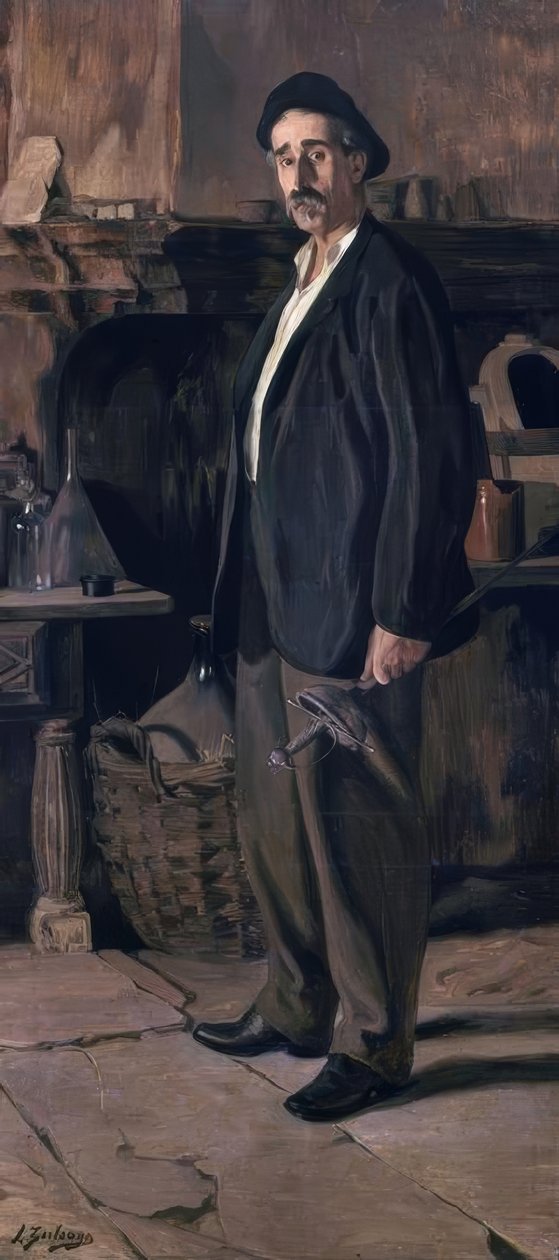 Don Plácido Zuloaga Atölyesinde’, 1895, Tuval üzerine yağlı boya, 219 × 100 cm, AS00783 by Ignacio Zuloaga