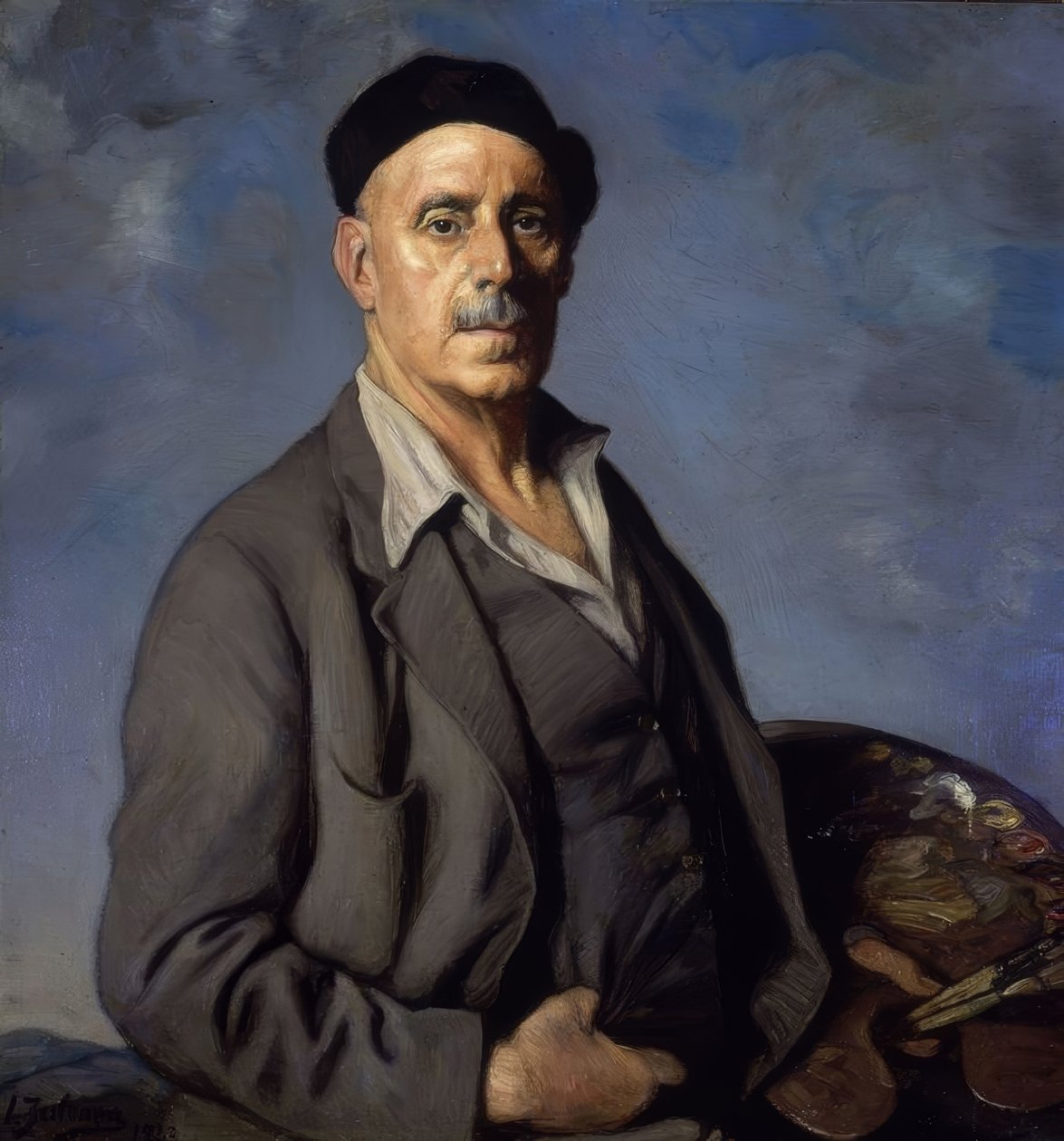 MAVİ ARKA PLANLI OTOPORTRE - 1942 - YAĞ / TUVAL - 90X85 cm by Ignacio Zuloaga y Zabaleta