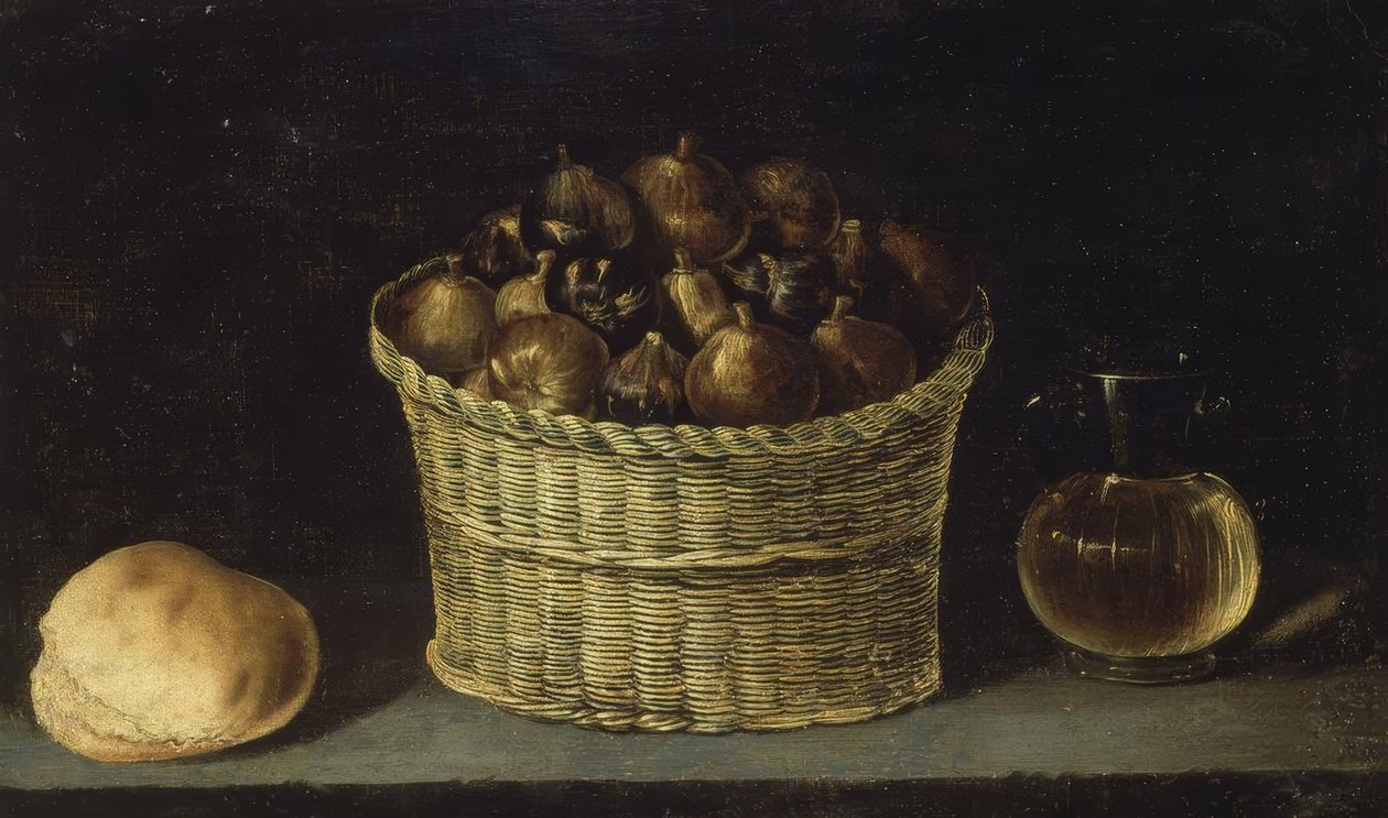 BODEGON (İNCİRLİ, EKMEKLİ VE BALLI JARRİTALI HASIR SEPET) - XX YÜZYIL by Ignacio Zuloaga y Zabaleta