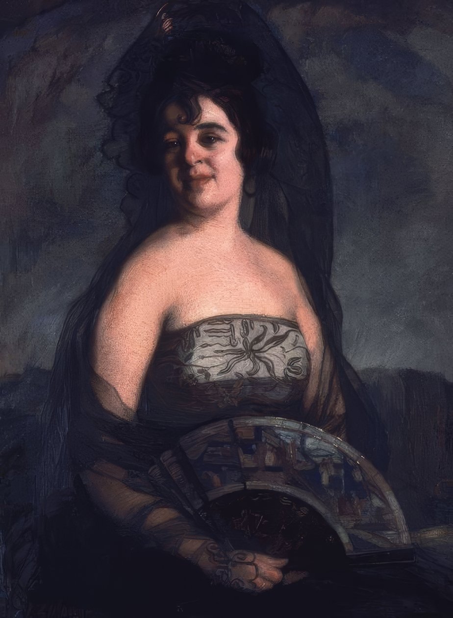 FAN LADY - OLEO TUVAL - 103 × 82 CM by Ignacio Zuloaga y Zabaleta
