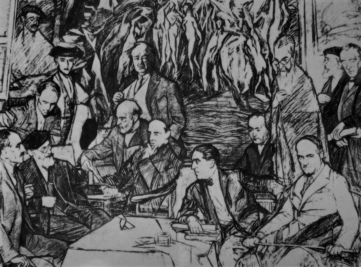 ARKADAŞLARIM - 1920/36 - ÇİZİM - KARBON / YAĞ / TUVAL - 234X292 CM by Ignacio Zuloaga y Zabaleta
