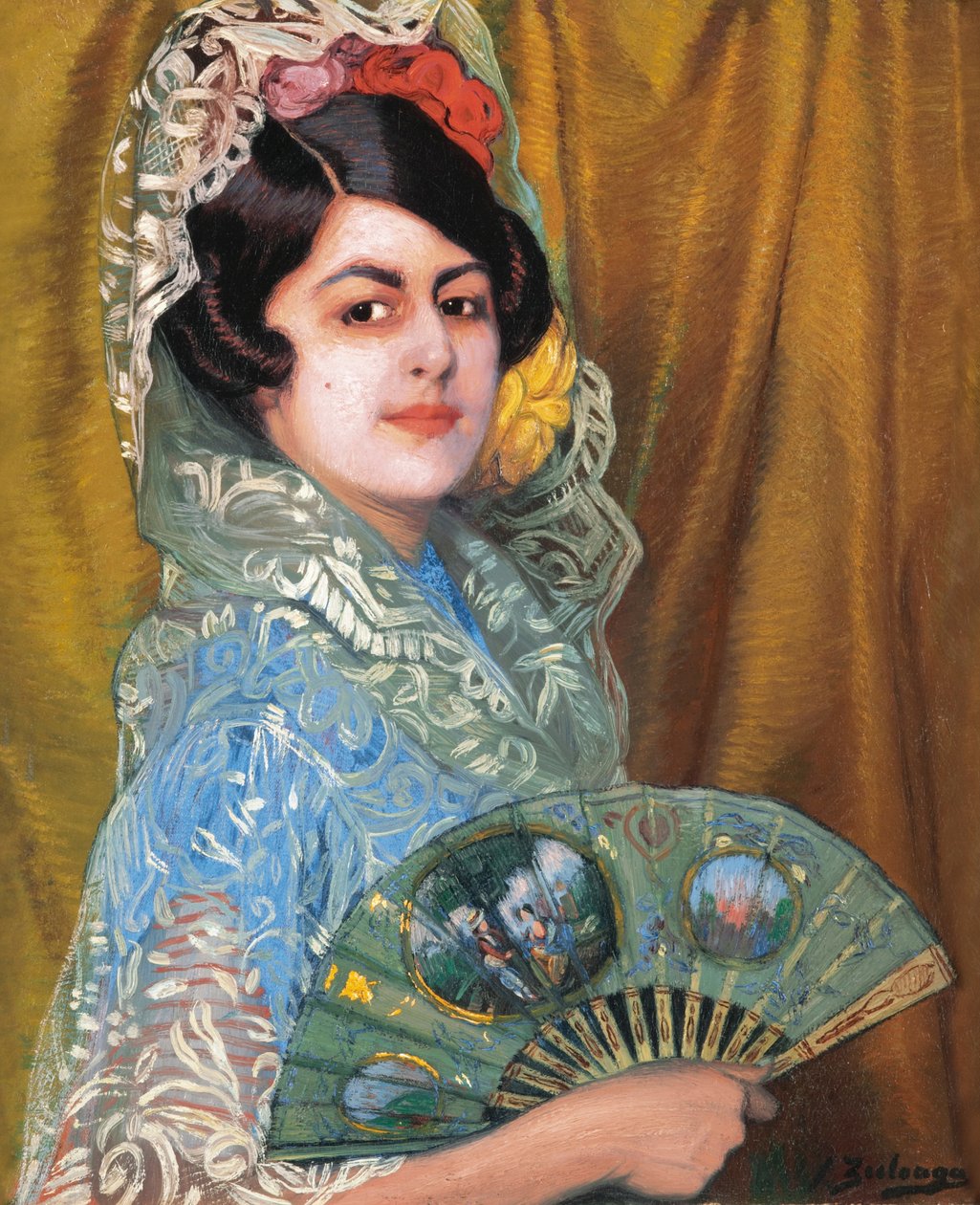 Dama con abanico Fanlı Kadın. by Ignacio Zuloaga y Zabaleto