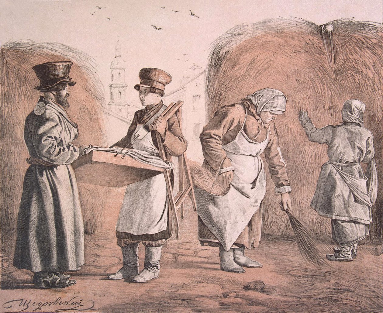 Sokak Börekleri ve Arabacı Bunlar Bizim İnsanlarımız Dizisinden, 1842 by Ignati Stepanovich Shchedrovsky
