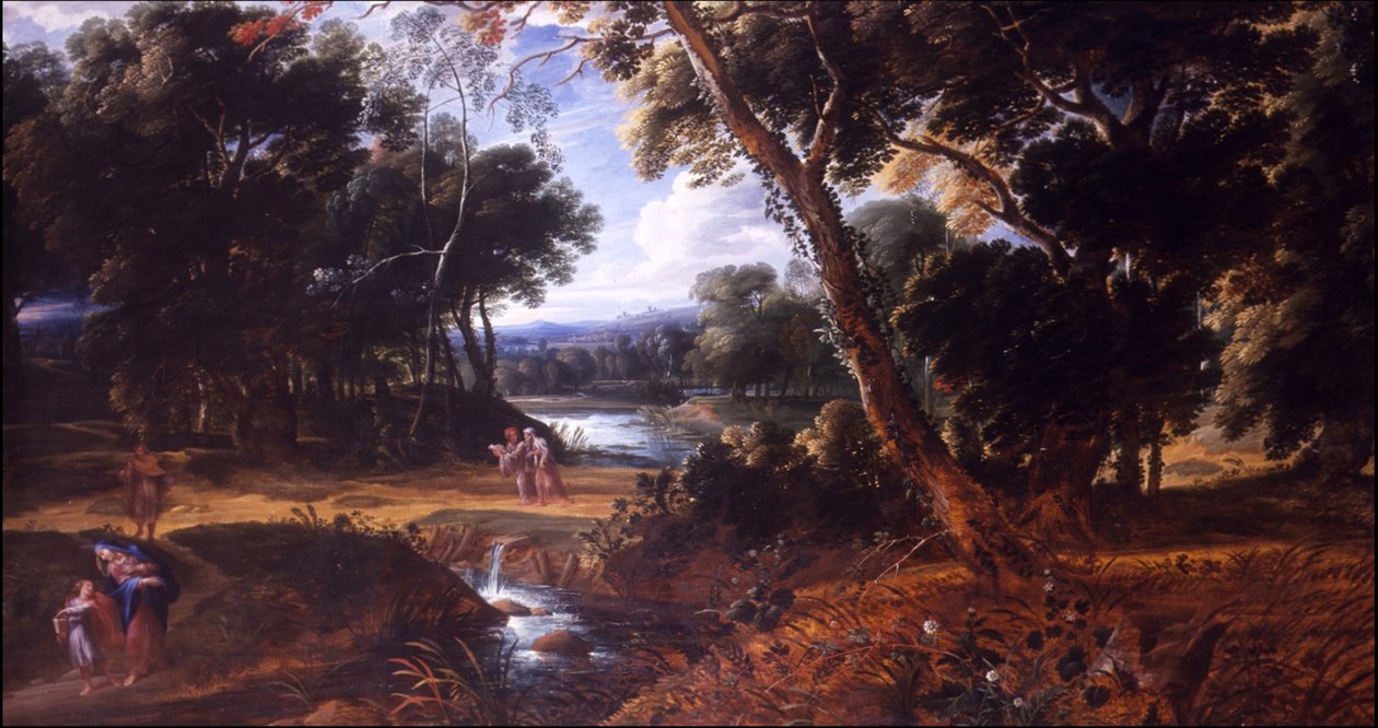 Madonna ve yeniden keşfedilen Çocuk ile manzara by Ignatius van der Stock