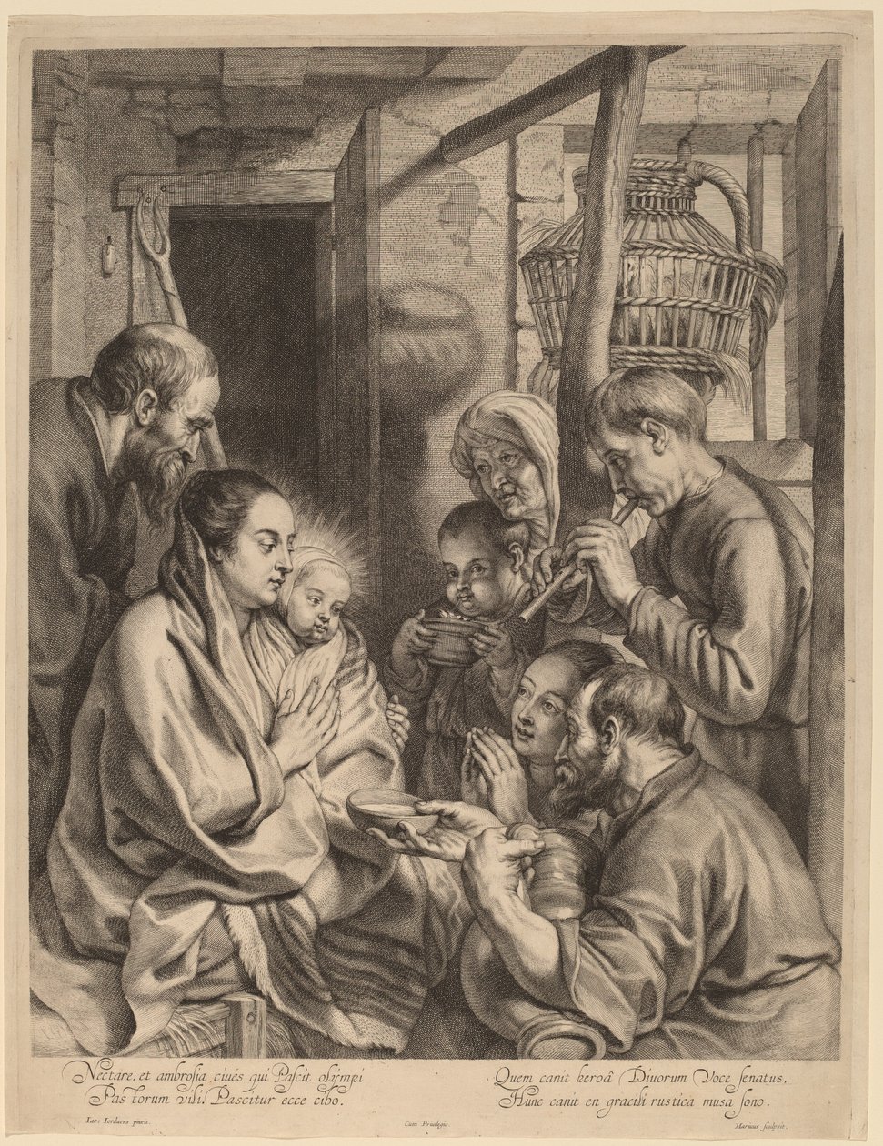 Çobanların hayranlığı by Ignatius Cornelis Marinus after Jacob Jordaens