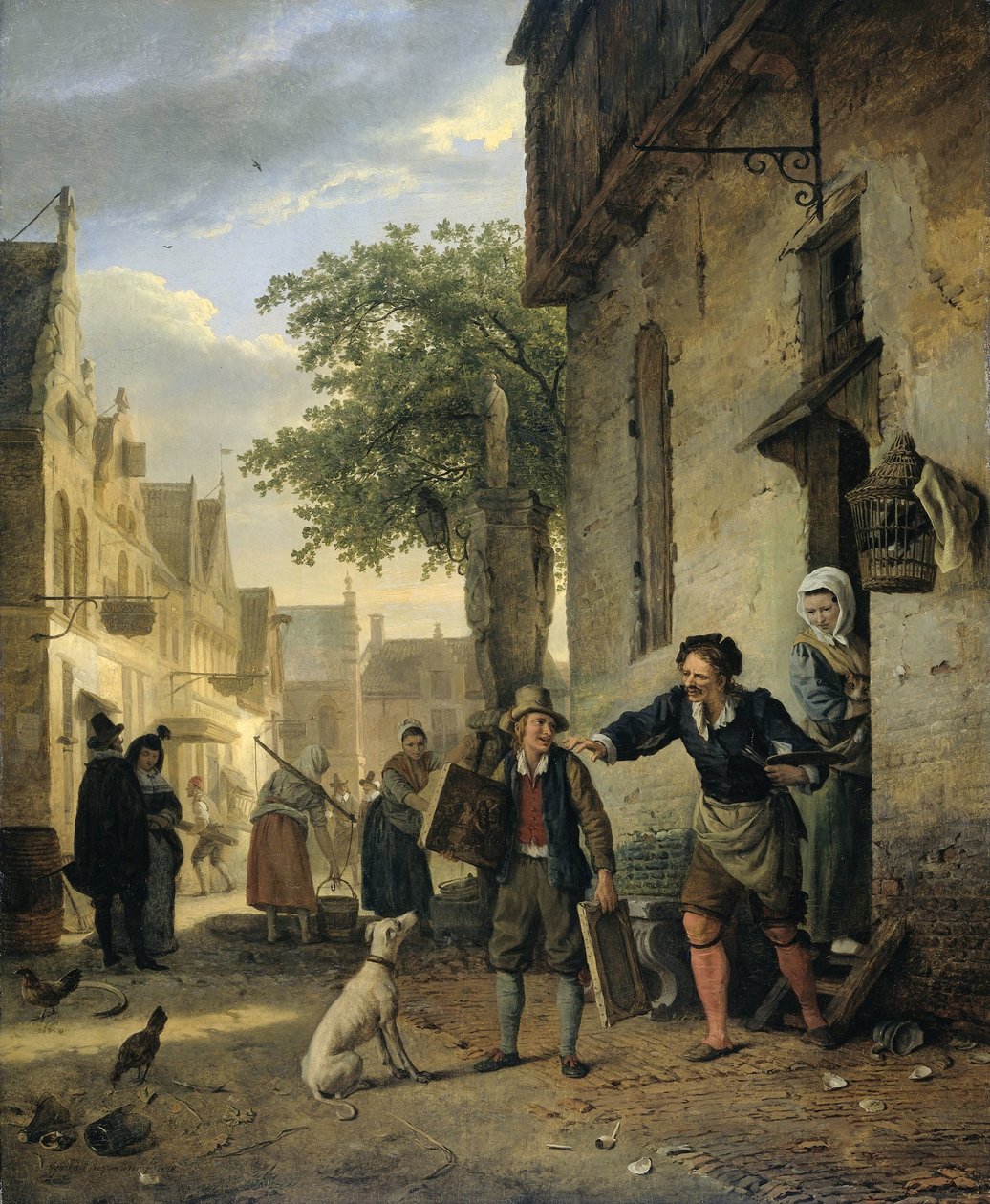 Jan Steen, Tablolarını Bira ve Şarapla Değiştirmesi İçin Oğlunu Sokaklara Gönderiyor by Ignatius Josephus van Regemorter