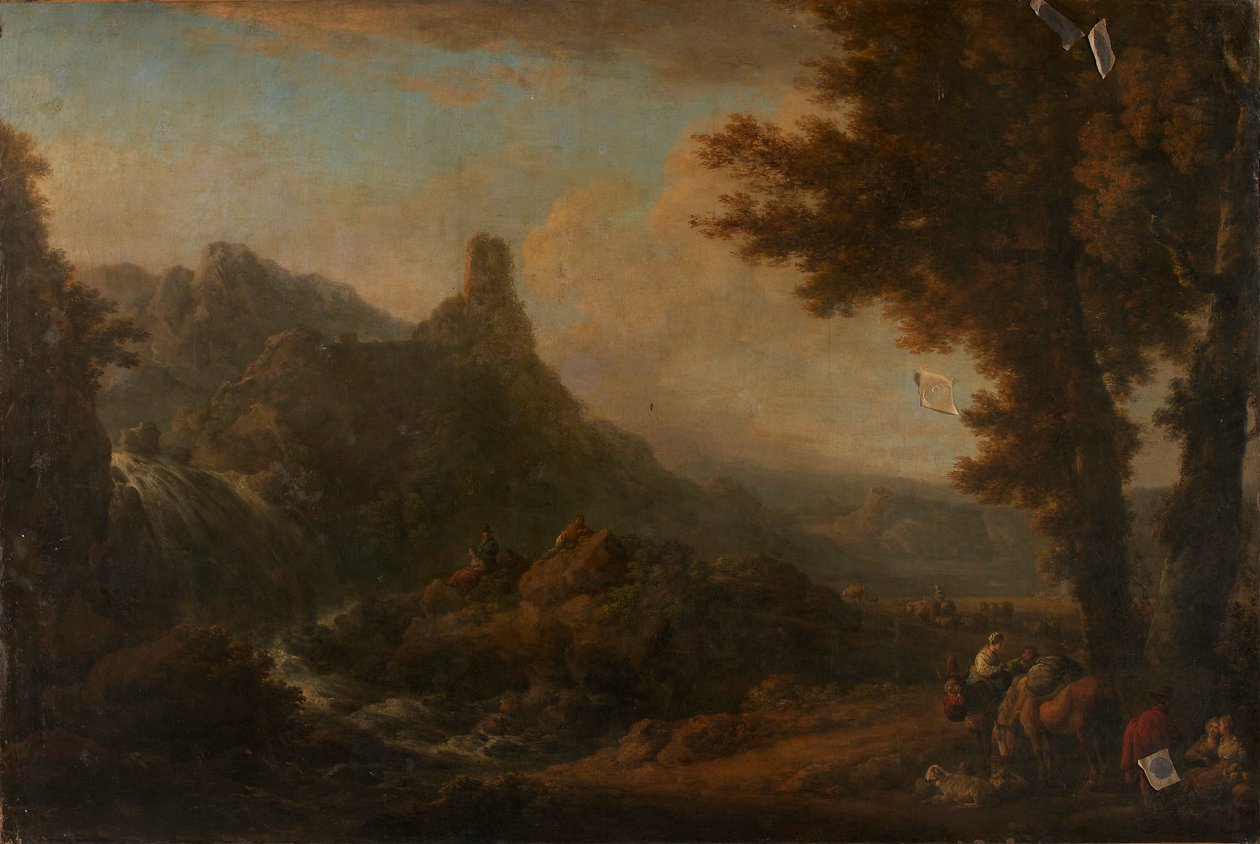 şelale ile manzara by Ignaz Du Vivier