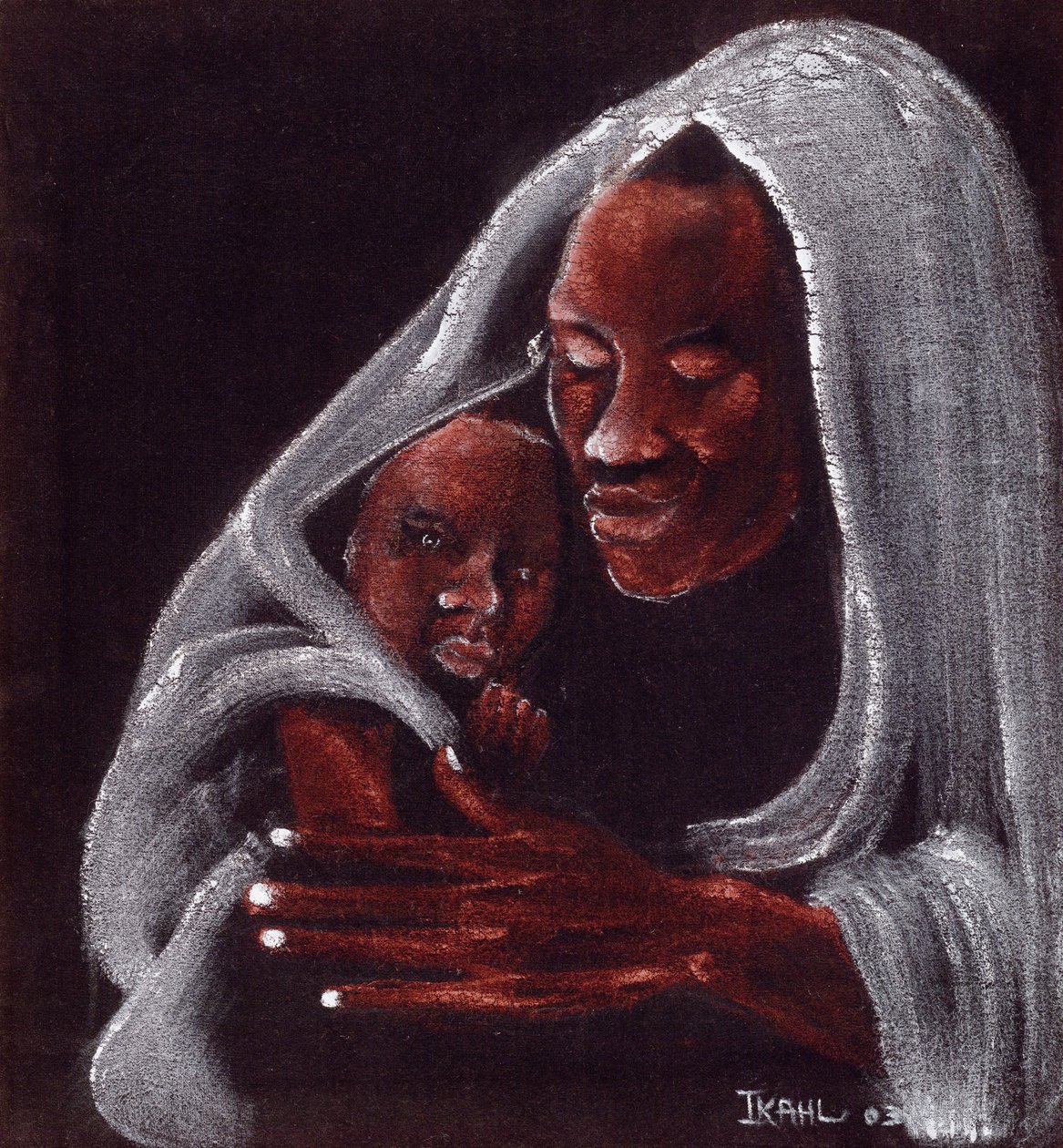 Baba ve Oğul, 2003 (süet üzerine yağlı boya) by Ikahl Beckford