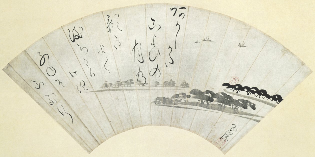 Akashi Bay, 18. yüzyılın sonları (mika ile boyutlandırılmış kağıt üzerine mürekkep) by Ike Gyokuran