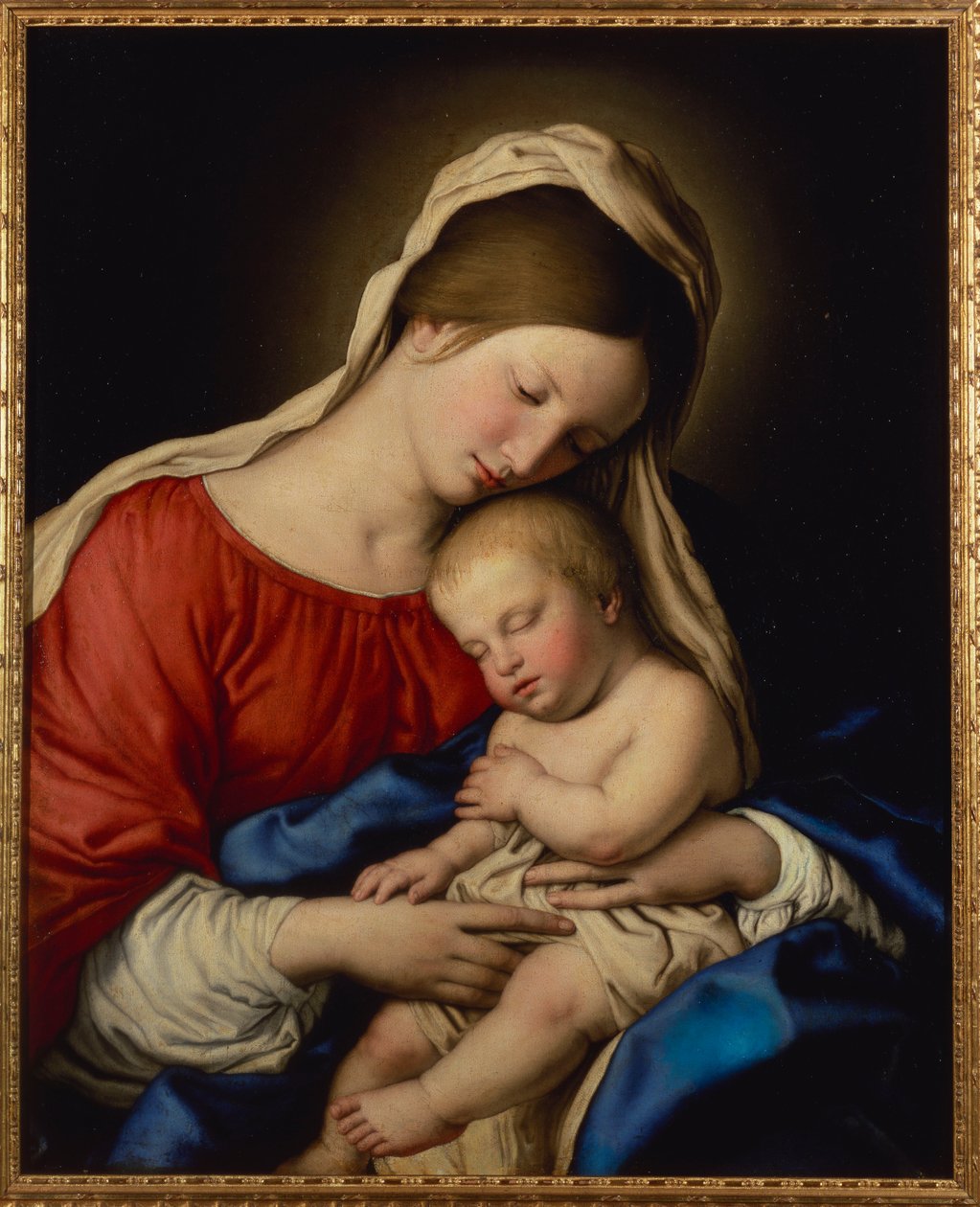 Uyuyan İsa Çocukla Madonna by Il Sassoferrato