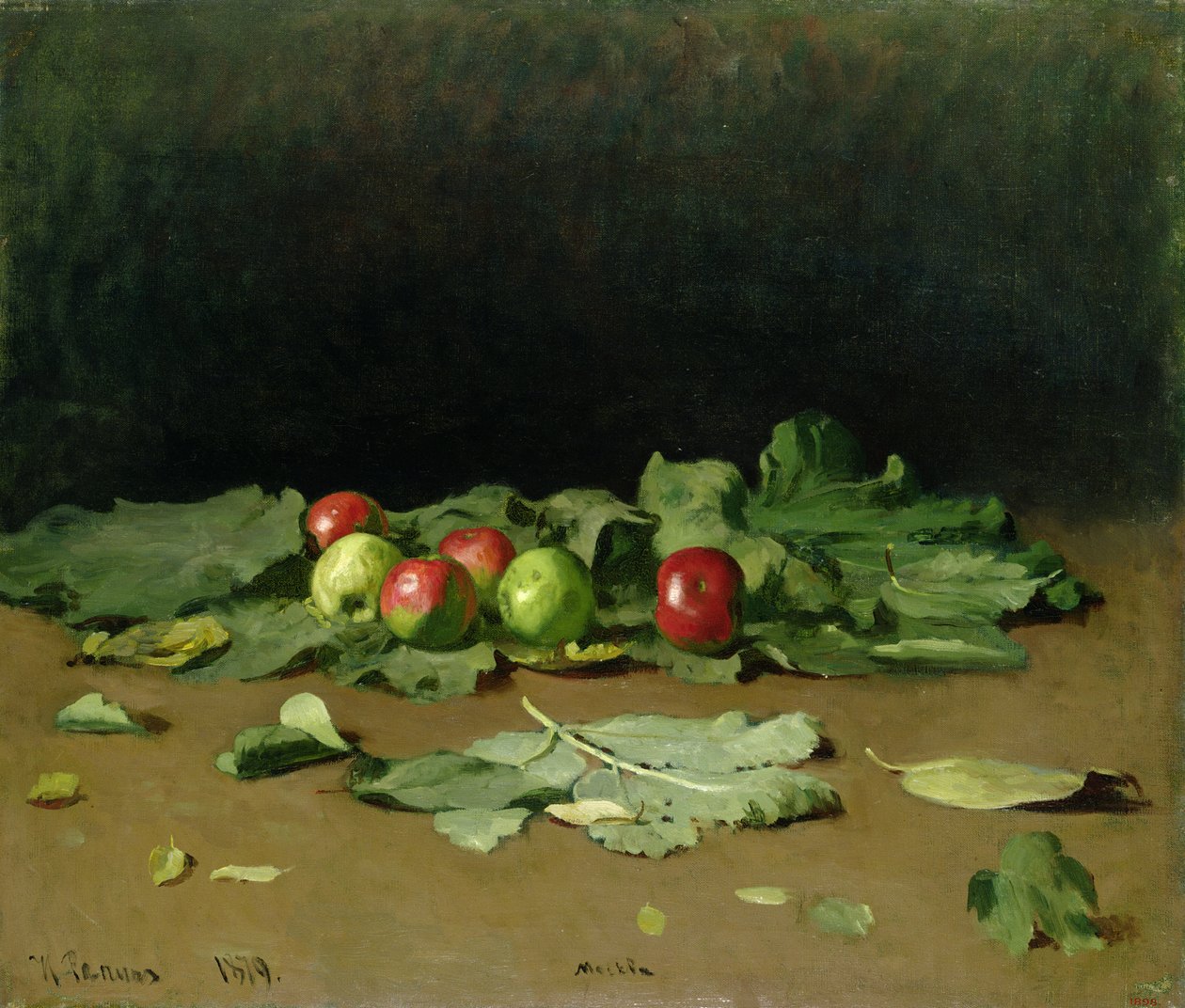 Elmalar ve Yaprakların Natürmortu, 1879 by Ilya Efimovich Repin