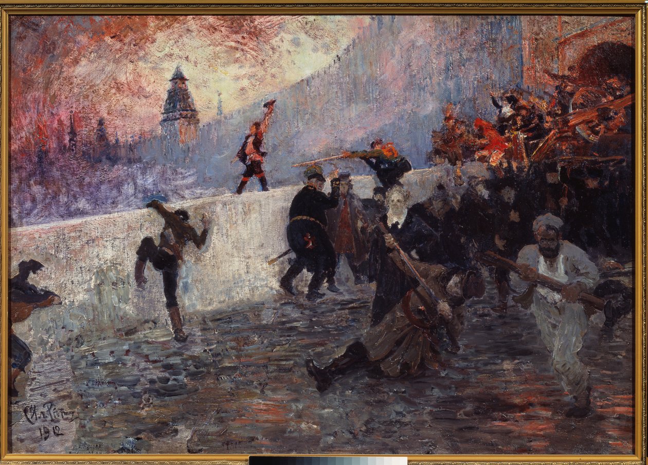 1812'de Napolyon Ordusu tarafından Moskova Kuşatması by Ilya Efimovich Repin