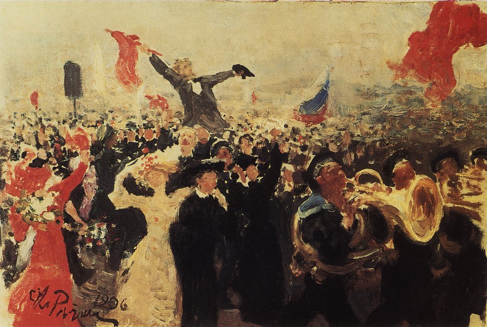 17 1905 .n17 Ekim 1905 Taslak üzerinde gösteri. by Ilya Efimovich Repin