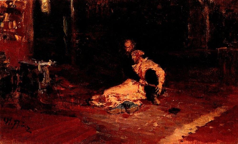 Korkunç İvan ve Oğlu İvan. by Ilya Efimovich Repin