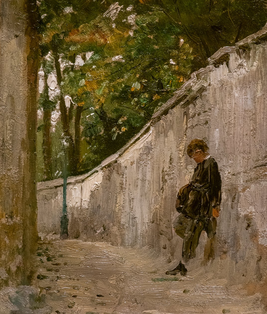 BİR BAHÇENİN DUVARINA DAYANIMIŞ ÇOCUK, MONTMARTRE by Ilya Efimovich Repin