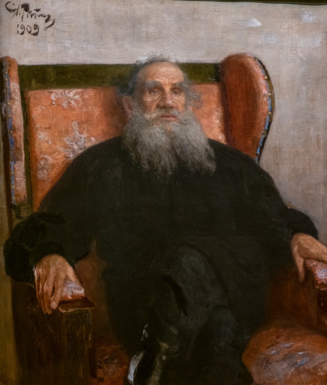 PEMBE KOLTUKTA LEON TOLSTOI by Ilya Efimovich Repin