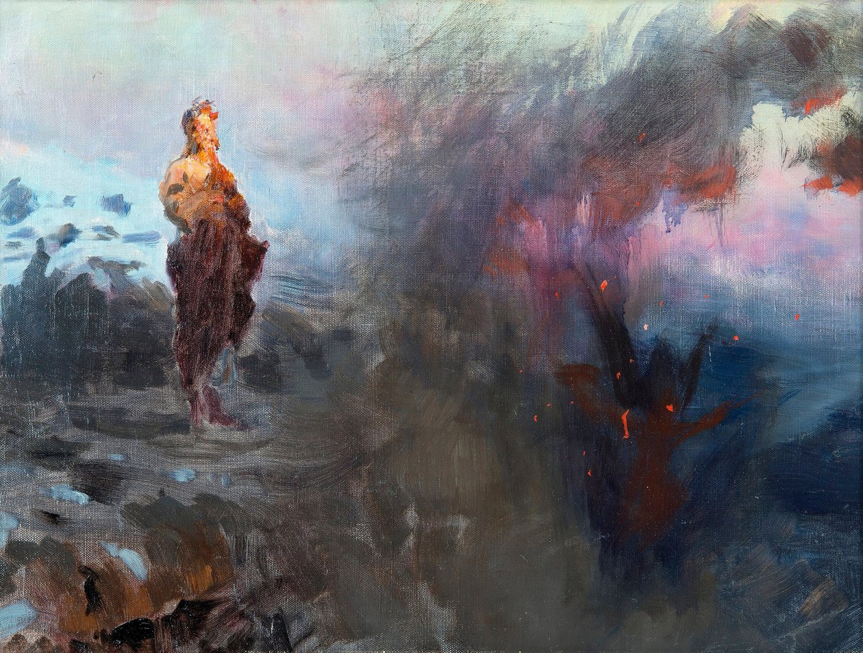 La tentation du Christ - The Temptation of Christ - Peinture de Ilya Yefimovich Repin (1844-1930), - Tuval üzerine yağlı boya, 47x60 - Özel Koleksiyon by Ilya Efimovich Repin