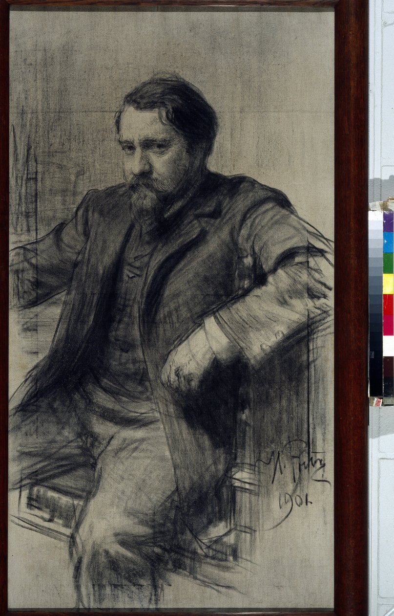 Portre du peintre Valentin Aleksandrovitch Serov (1865-1911) (Valentin Alexandrovich Serov) - Dessin de Ilya Yefimovich (Iefimovitch) Repin (1844-1930), kağıt kalem ve pastel boya by Ilya Efimovich Repin