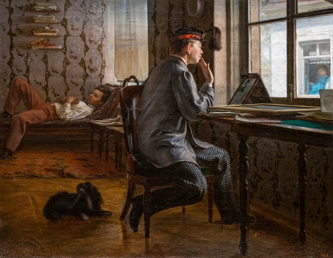 SINAV İÇİN HAZIRLANAN ÖĞRENCİLER by Ilya Efimovich Repin