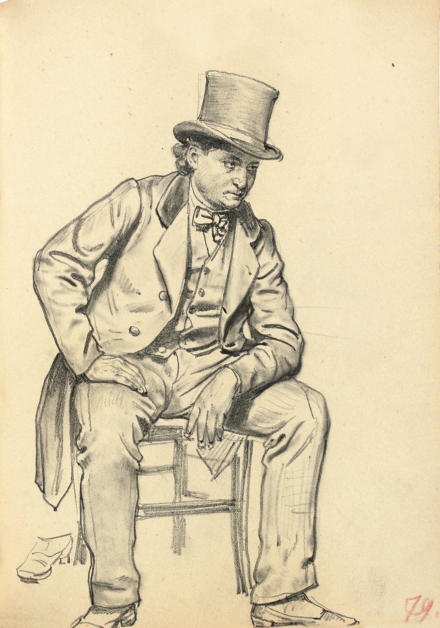 Oturan Adam, Kolu Ayağına Dayanmış, c. 1872-1875 by Ilya Efimovich Repin