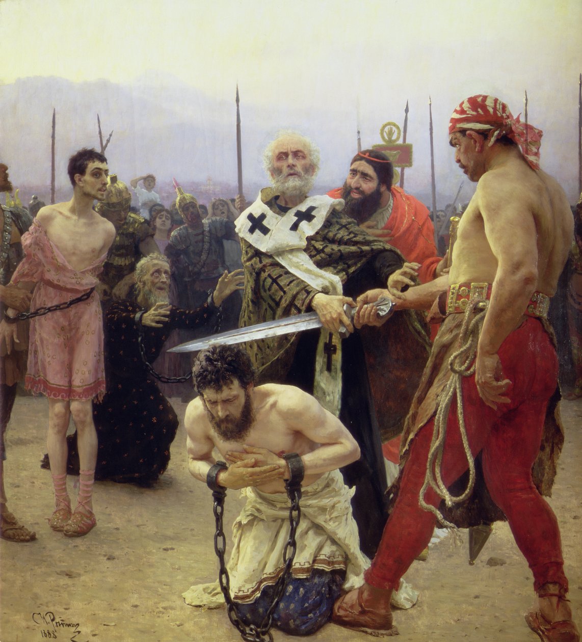 Aziz Nikolaos Adaletsizce Mahkum Edilen Üç Adamı Ölümden Kurtarıyor by Ilya Efimovich Repin