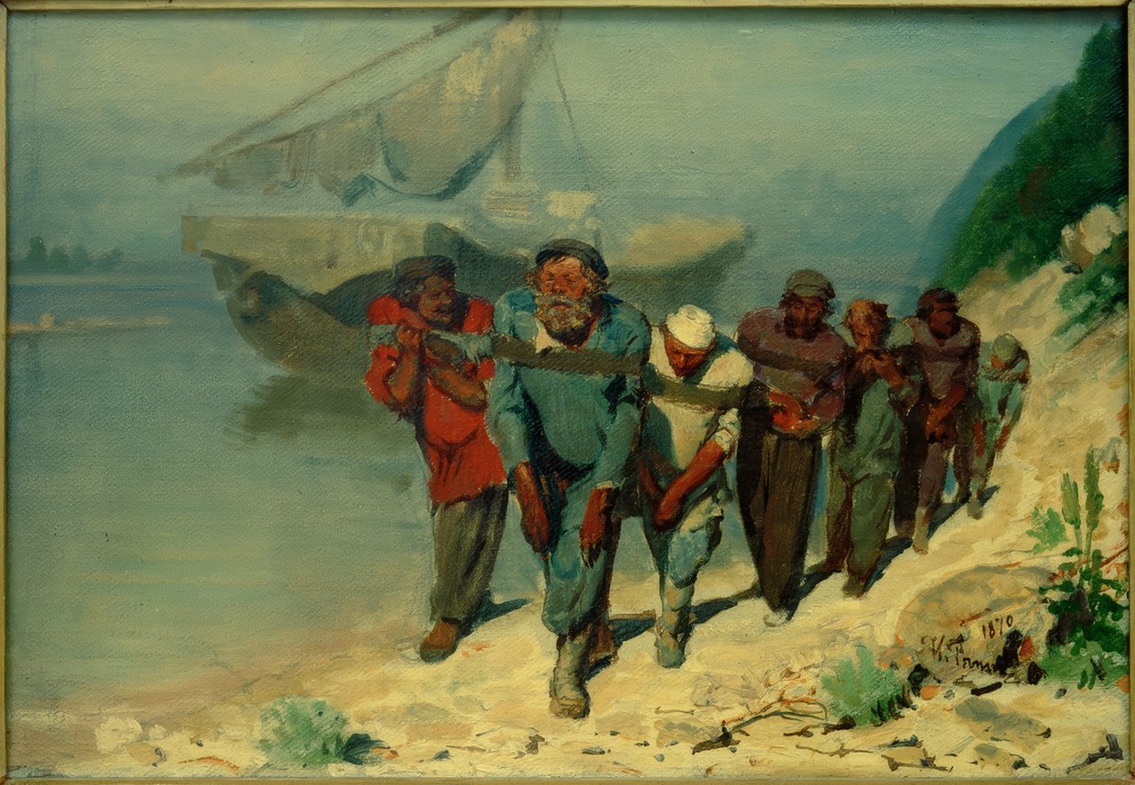 Wolgatreidler üzerinde çalışma by Ilya Efimovich Repin