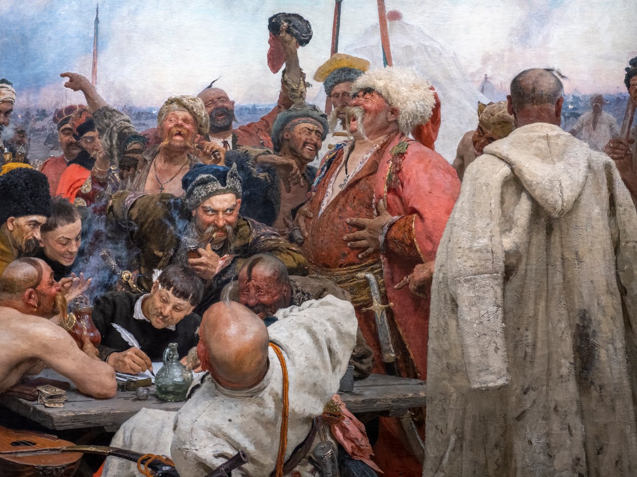TÜRKİYE SULTANINA MEKTUP YAZAN ZAPOROGUES KAZAKLARI by Ilya Efimovich Repin