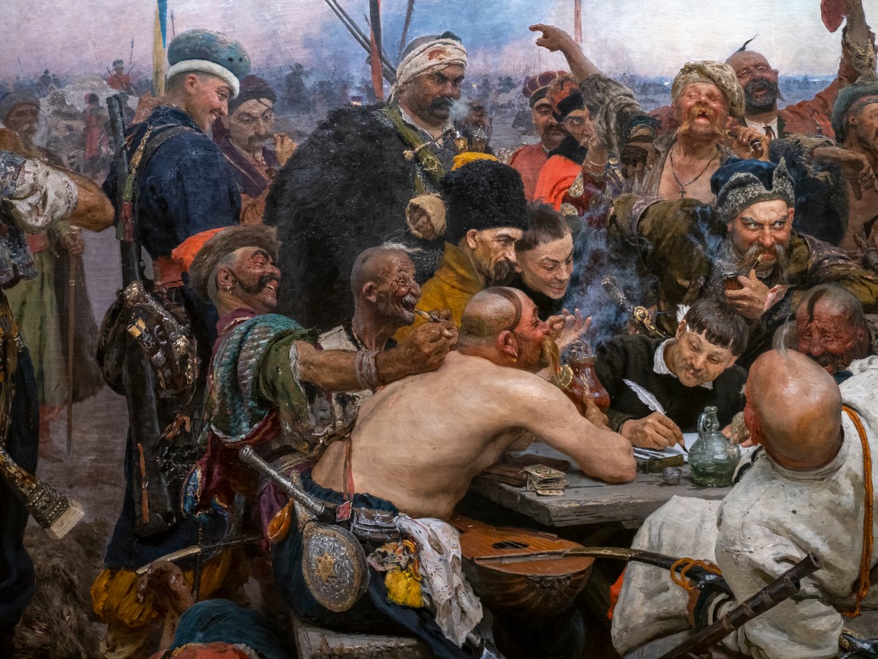 TÜRKİYE SULTANINA MEKTUP YAZAN ZAPOROGUES KAZAKLARI by Ilya Efimovich Repin