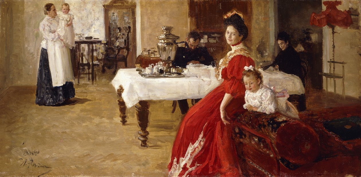 Sanatçının Kızı Tatyana ve Ailesi Bir İç Mekanda, by Ilya Efimovich Repin
