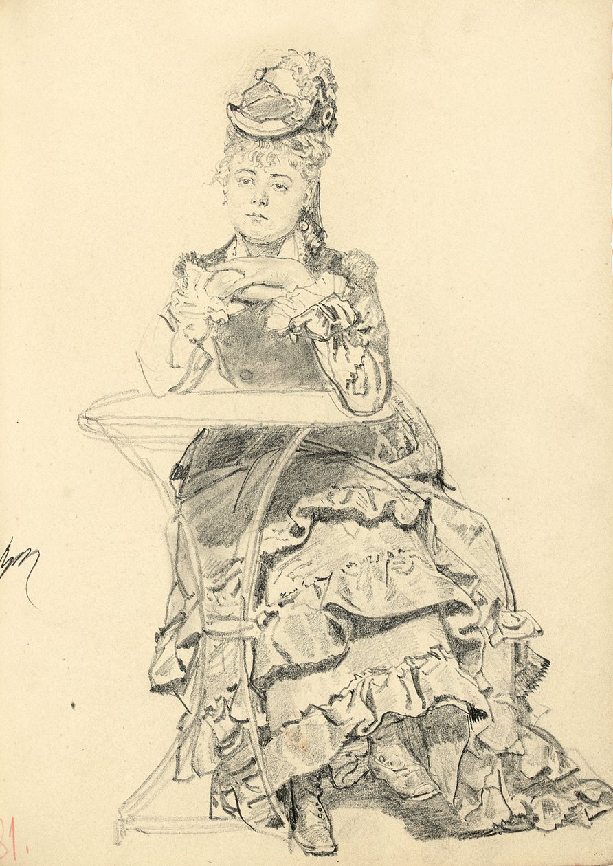 Kahve Masasında Oturan Kadın, c. 1872-1875 by Ilya Efimovich Repin