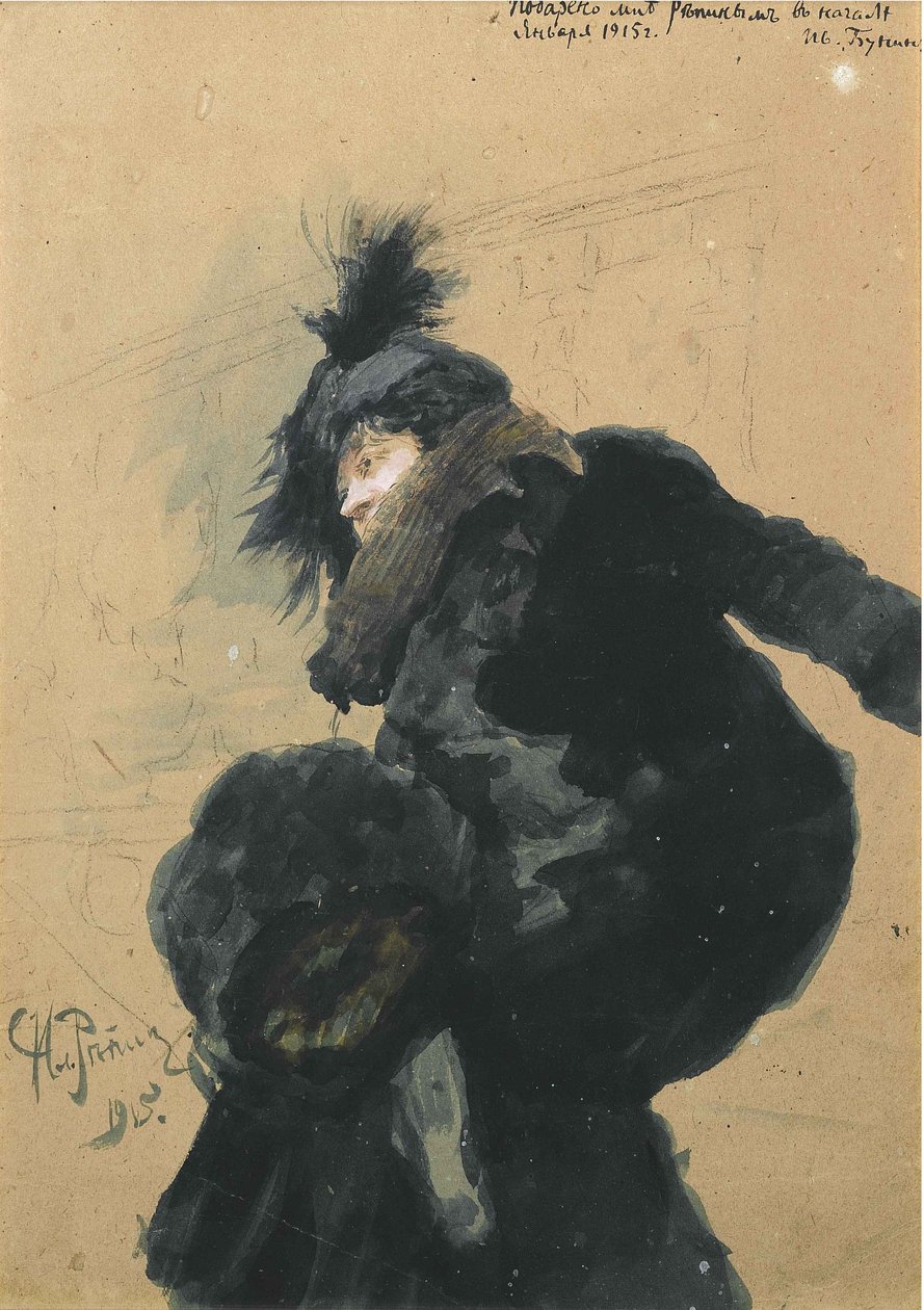 Kürk Mantolu Kadın, 1915 by Ilya Efimovich Repin