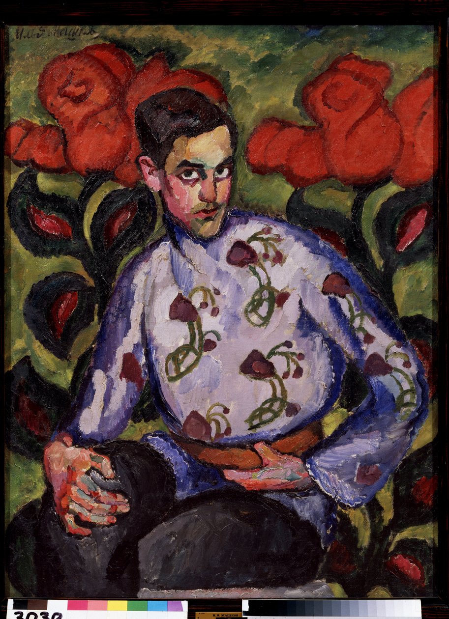 Çiçekli Bir Gömlekli Bir Çocuk Portresi. Ilya Ivanovich Mashkov'un (Ilia Mashkov, Matchkov) (1881-1944) tablosu, tuval üzerine yağlıboya by Ilya Ivanovich Mashkov