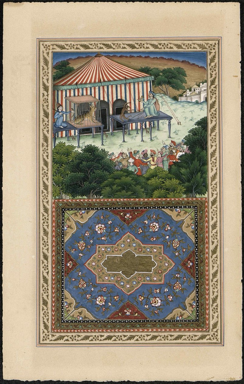 Le Singe et le Leopard Maymun ve Leopar, 1837-1839. by Imam Bakhsh Lahori