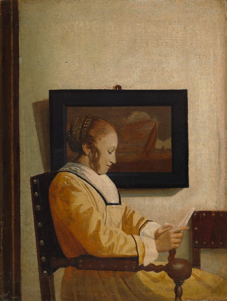Genç Bir Kadın Okuma. by Imitator of Johannes Vermeer
