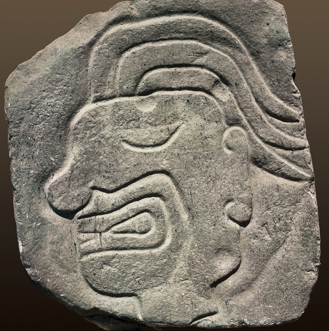 Profilde bir yüzü temsil eden İnka kabartması (taş) by Incan