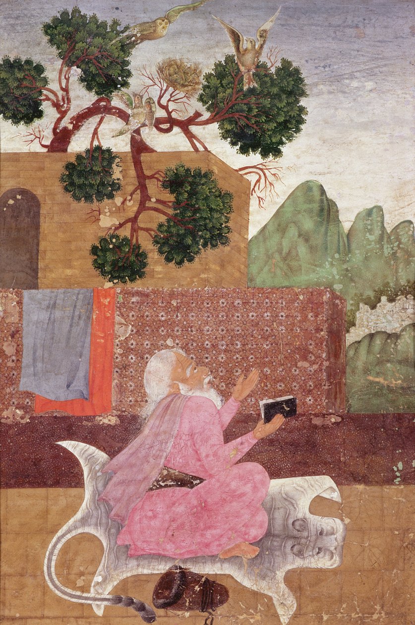 Kaplan derisi üzerinde bir münzevi by Indian School