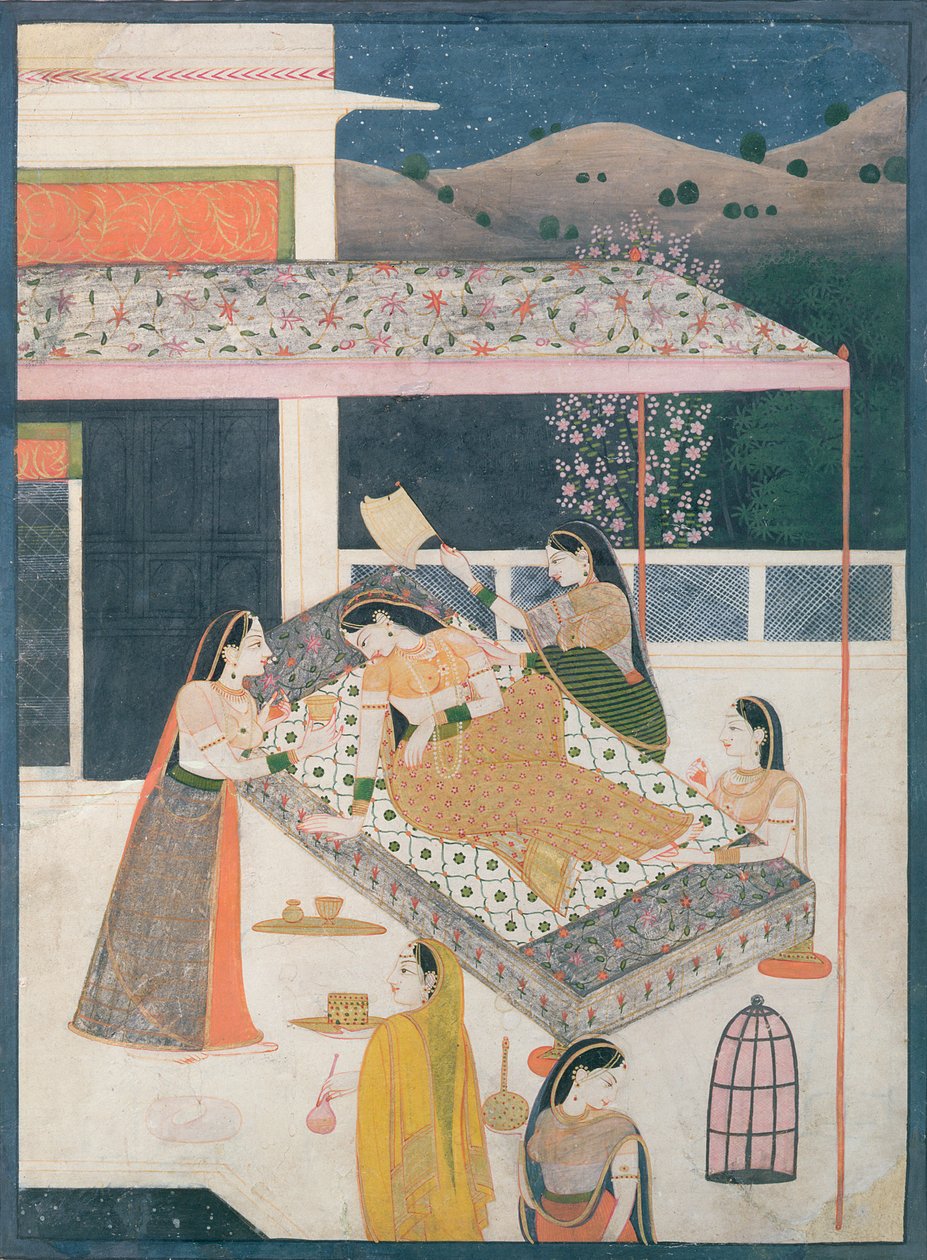 Sevgiliyi beklemek, Garhwal, c.1789-1800 by Indian School