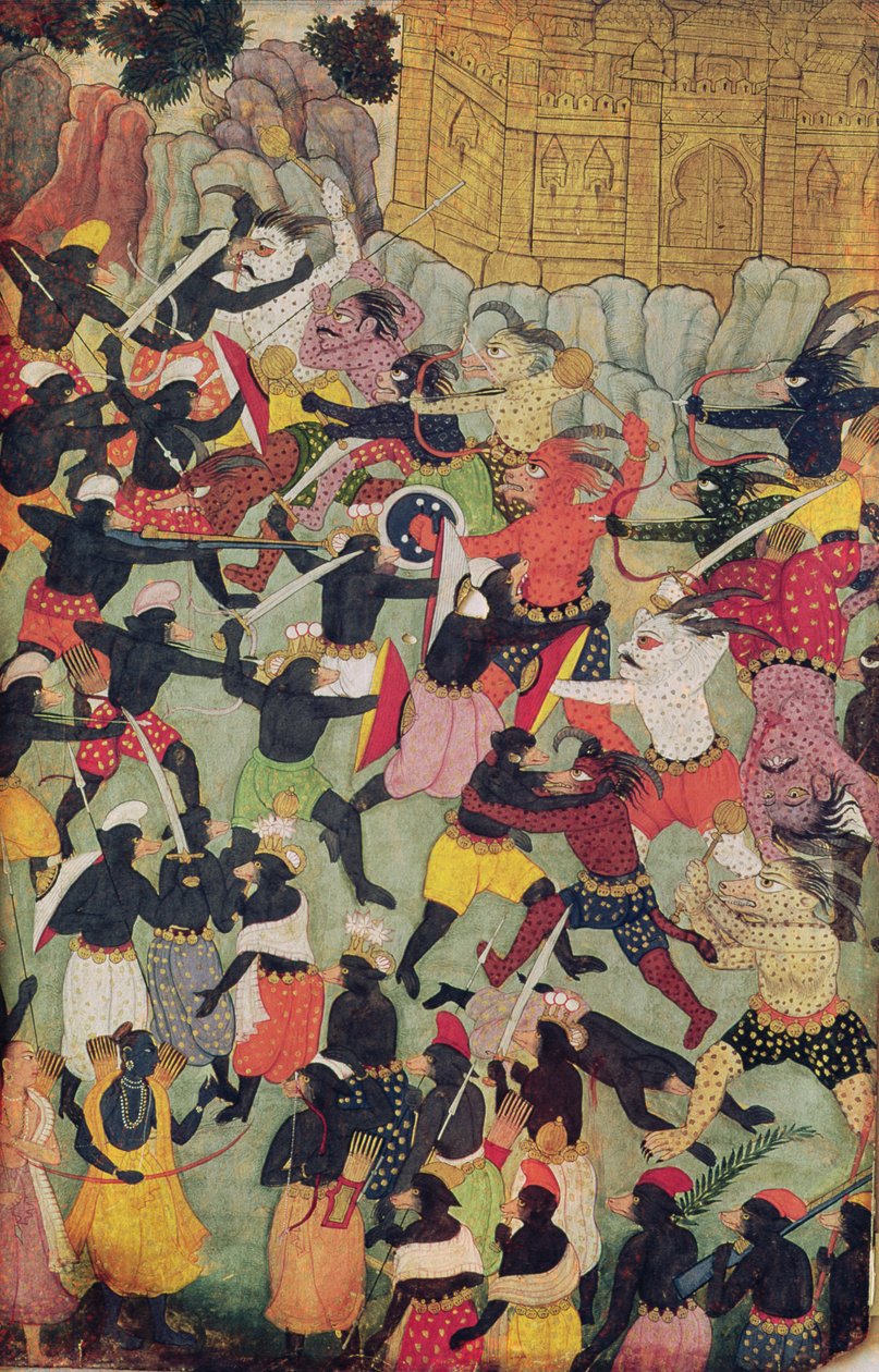 Rama ve Ravana Orduları Arasındaki Savaş, Moğol by Indian School