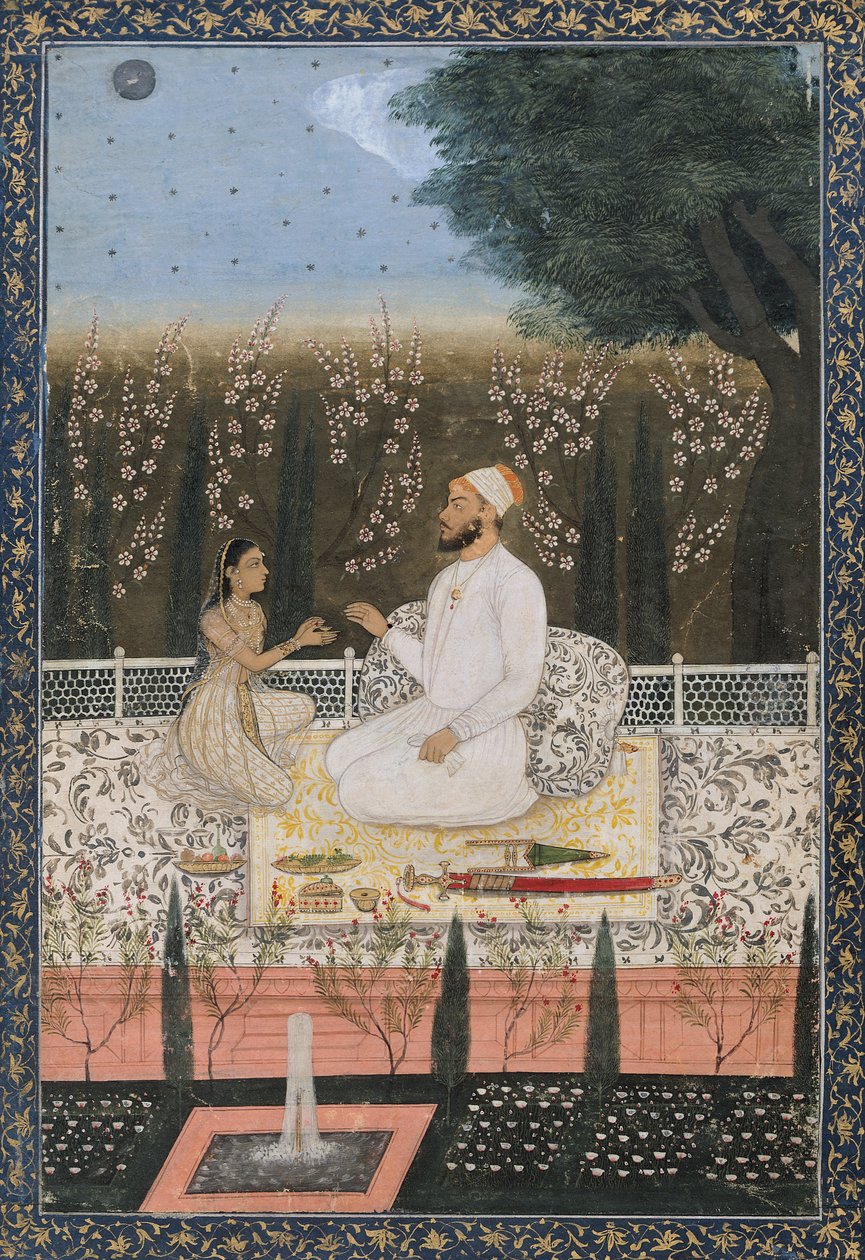 Bahçedeki Terasta Çift by Indian School