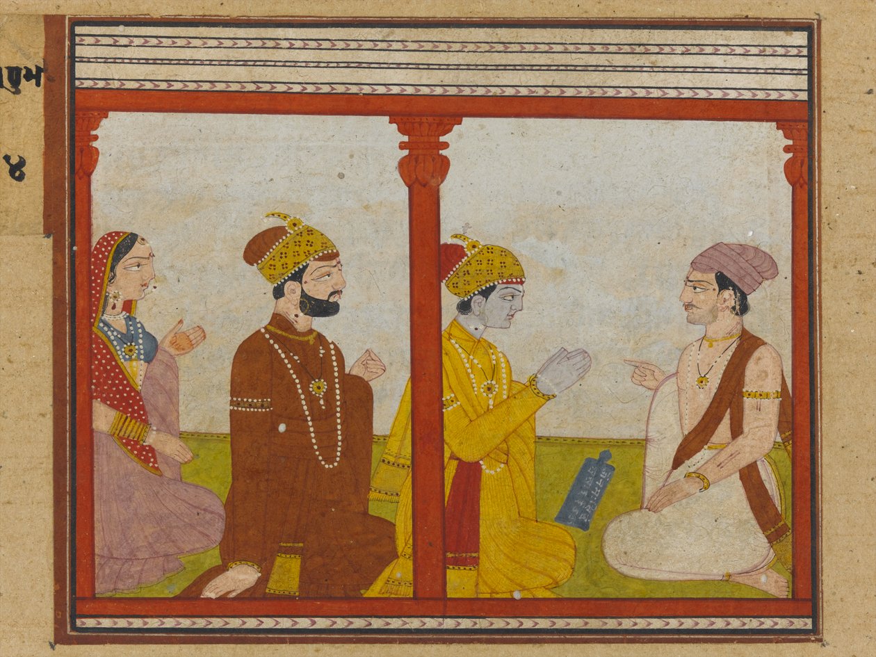 Madhu-Malati Serisinden bir çizim, c.1799 (kağıt üzerinde opak wc ve altın rengi) by Indian School
