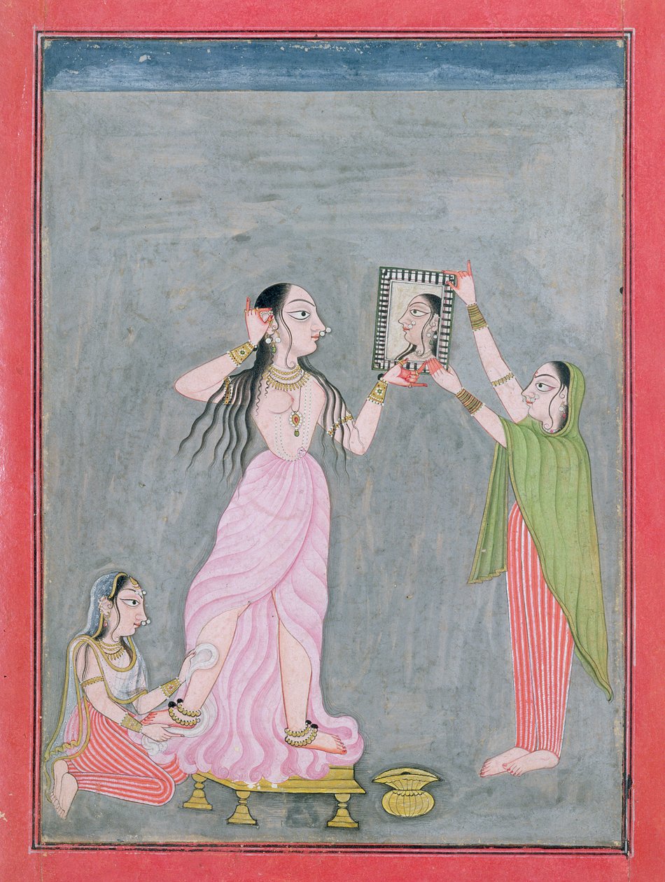 Tuvaletindeki kadın, Mankot, c.1730 by Indian School