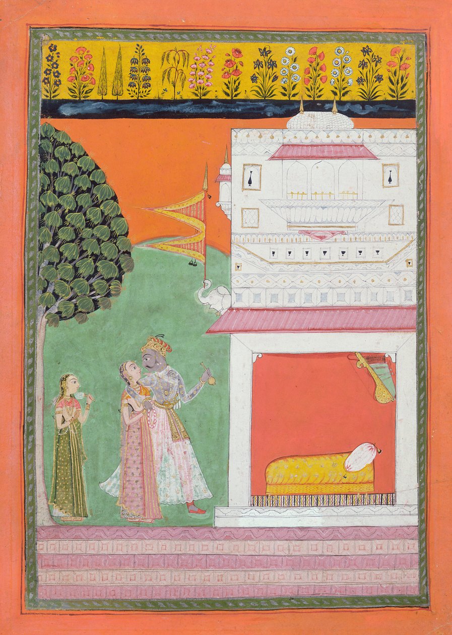 Yatak odasına yaklaşan aşıklar, Malwa, c.1680 by Indian School