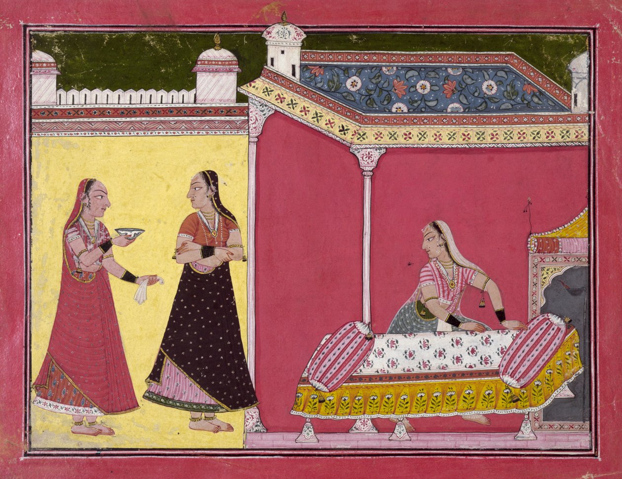 Yatağın Hazırlanması, Bilaspur, c.1690-1700 by Indian School