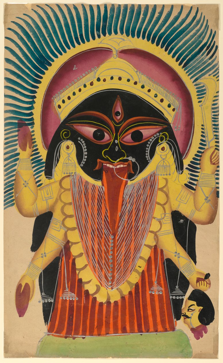 Kali, 19. yüzyıl sonu - 20. yüzyıl başı (cilalı kalay desenli kağıt üzerinde wc) by Indian School
