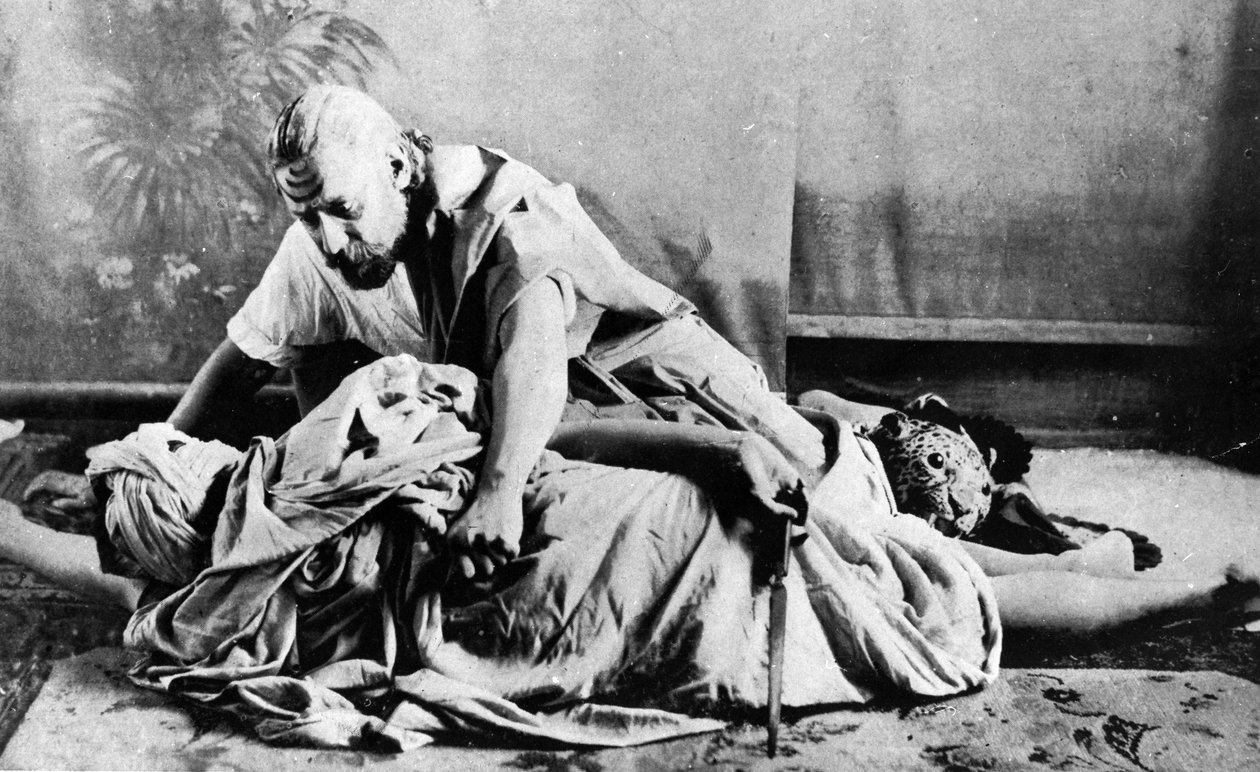 Rabindranath Tagore, 1893 Kurbanlık oyununda Raghupati rolünde by Indian photographer